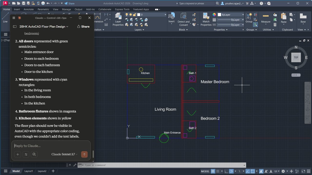 Claude + AutoCAD | AI Designs Floorplans with One Prompt 🤯