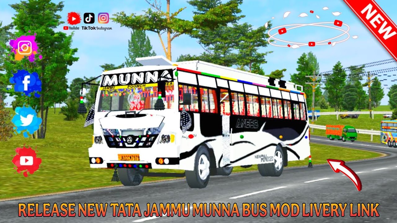 RELEASE NEW TATA JAMMU MUNNA BUS MOD & LIVERY LINK // BUS SIMULATOR INDONESIA // NEW LIVERY LINK 😍