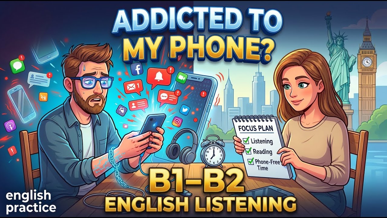 My Phone Is Killing My Focus 📱💀 | B1–B2 English Listening – Dopamine & Distraction