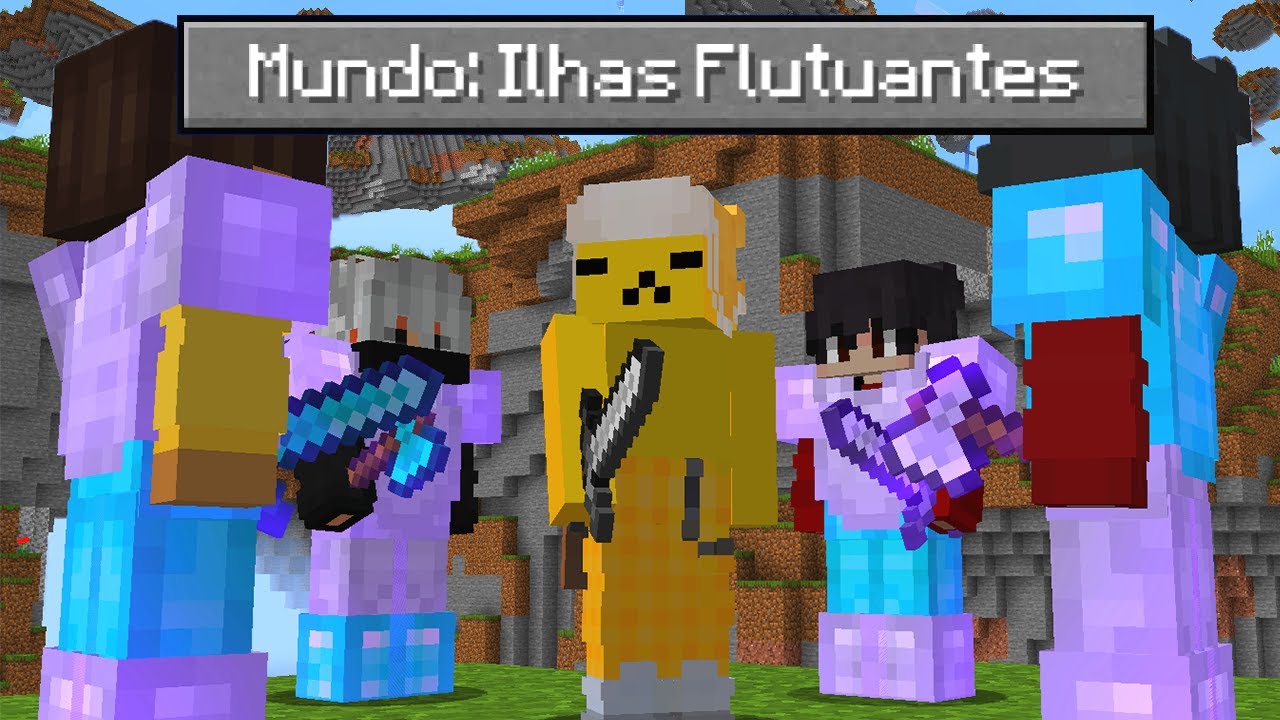 Minecraft Manhunt, mas estamos em ilhas voadoras
