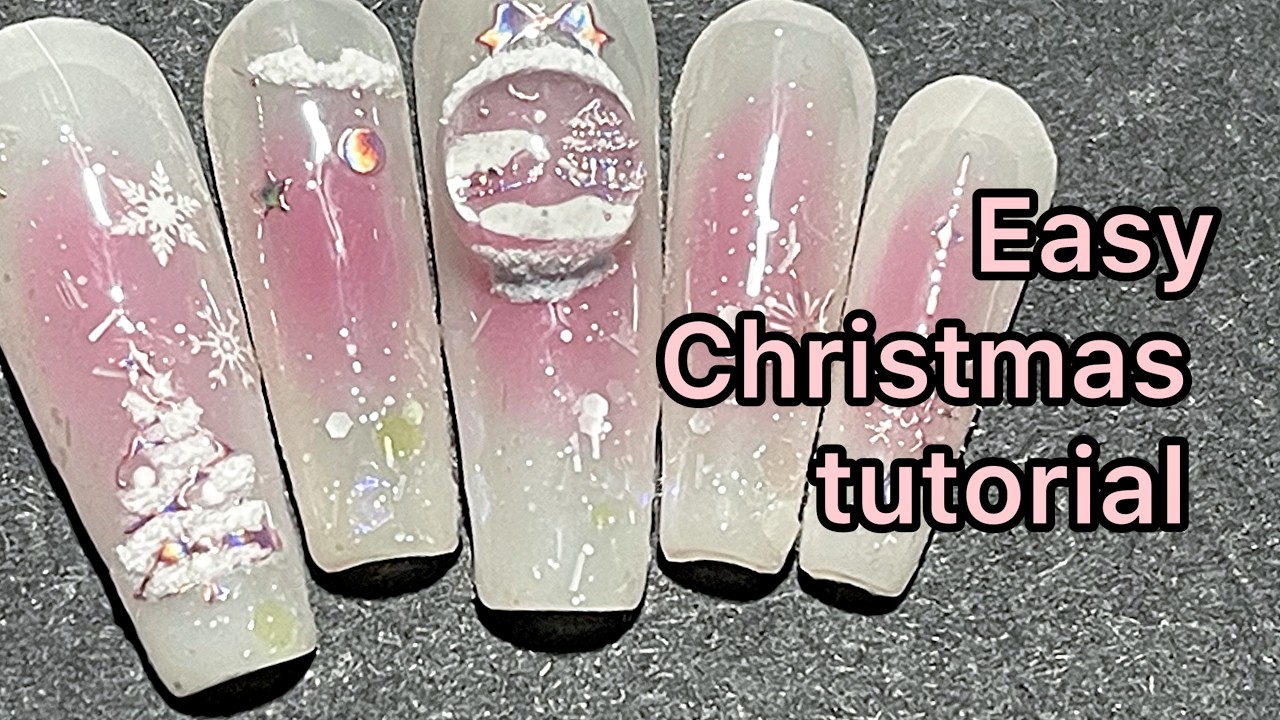 Easy Christmas nails tutorial ASMR beginner friendly 