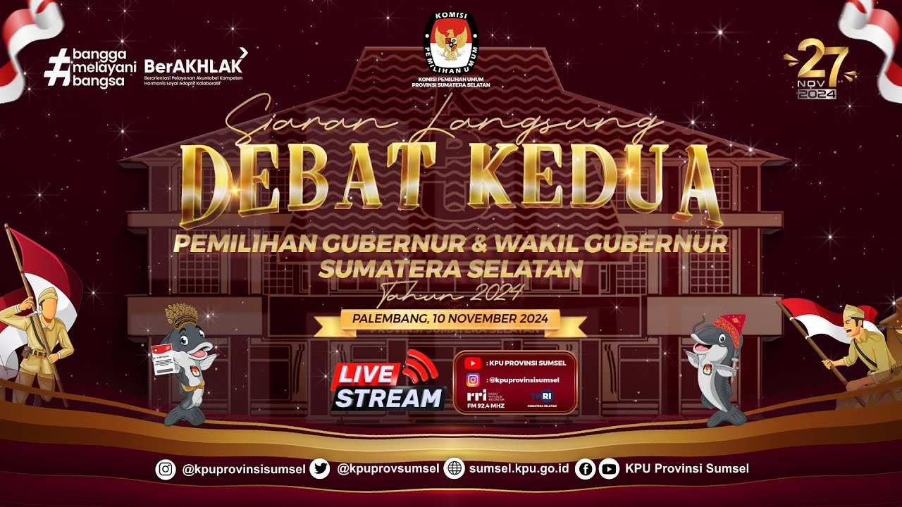 🔴 [LIVE] Debat Kedua Pemilihan Gubernur & Wakil Gubernur Sumatera Selatan Tahun 2024