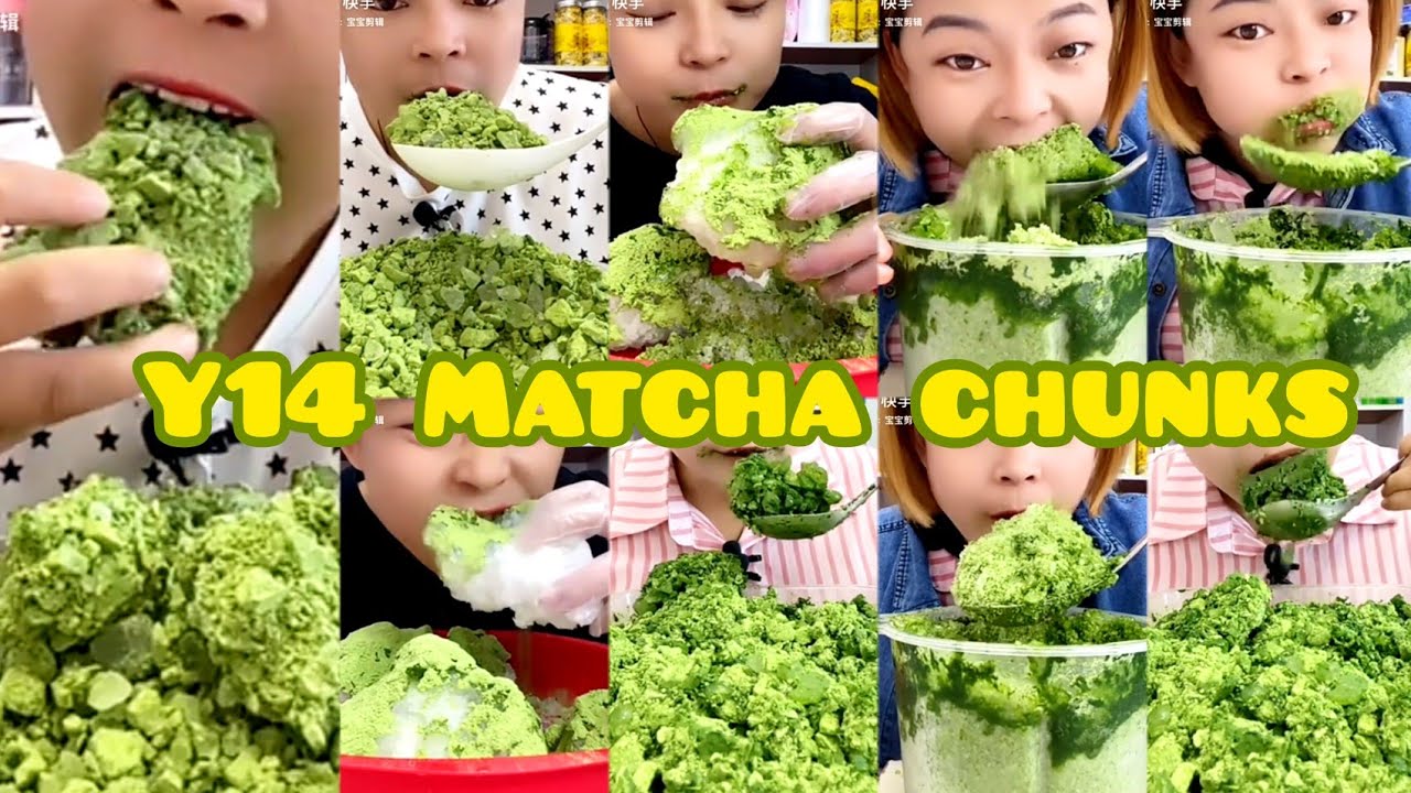 Y14✨💚MATCHA EXTREMELY SQUEAKY CRUNCHY🧊 BITES ONLY ASMR ❄️💯| HER POWDERY MATCHA ICE EATING BITES ♦️💚