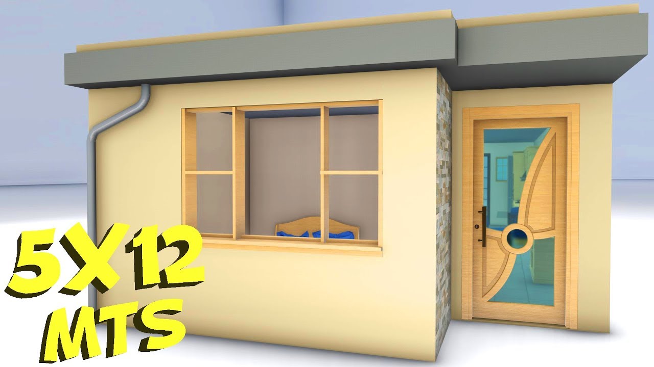 Plano de casa 5x12 metros 2 Dormitorios / House 5x12
