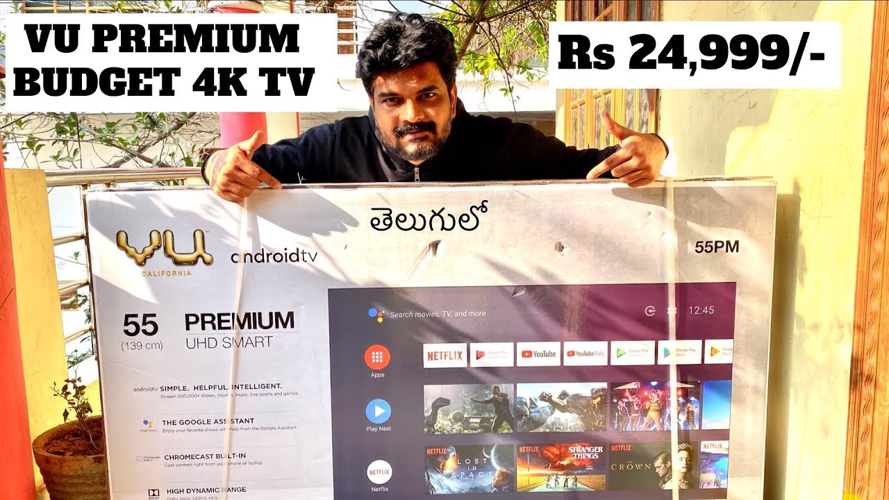 VU Premium Budget 4K TV Unboxing & initial impressions ll in Telugu ll