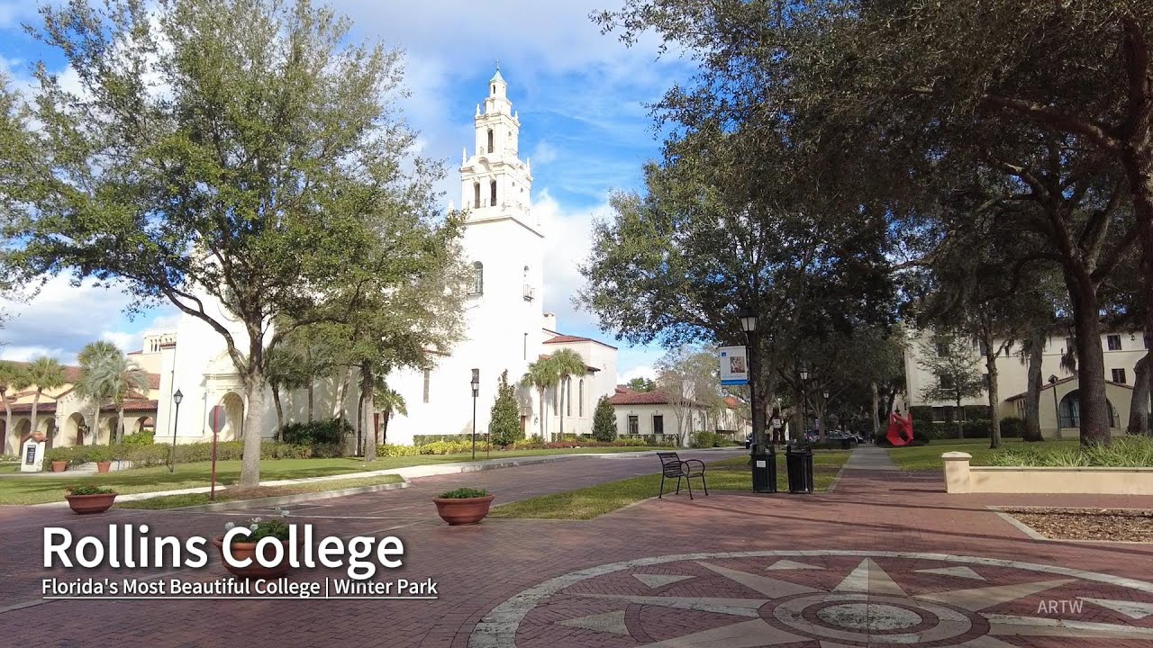 Peaceful Campus Walk | Stunning Spanish Architecture at Rollins College, Winter Park'FL佛罗里达罗林斯学院