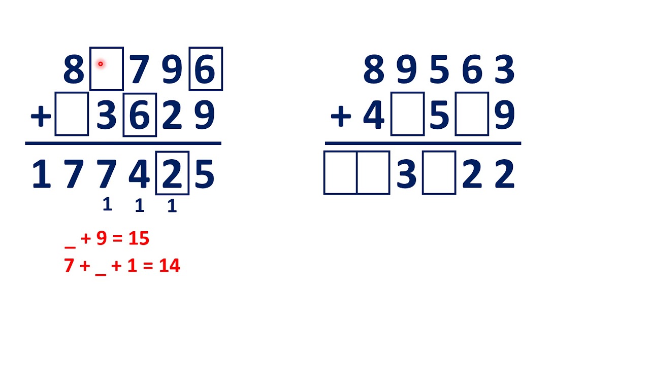Find missing digits in column addition
