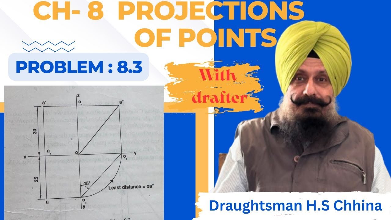 CH-8 Projections of Points | Pb. 8.3 Explained in Easy Way | B.Tech Engineering Drawing