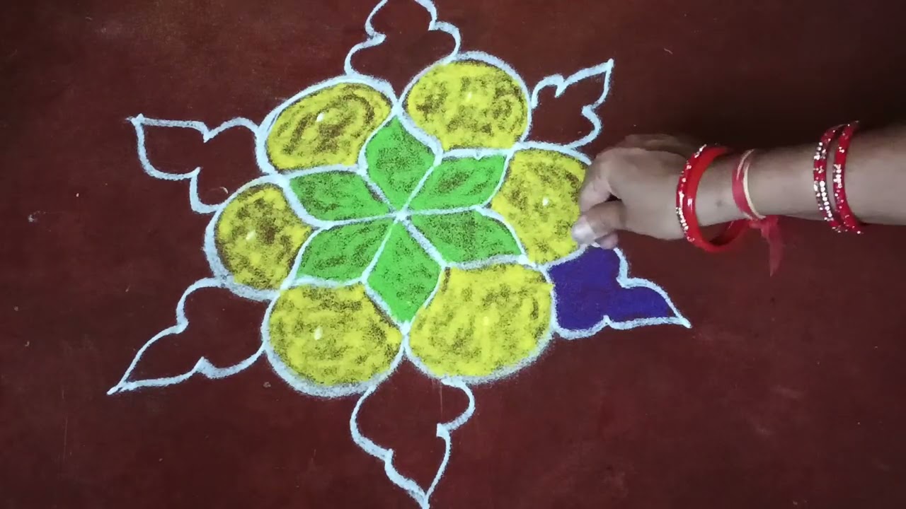 Simple rangoli designing easy beautiful rangoli designing 
