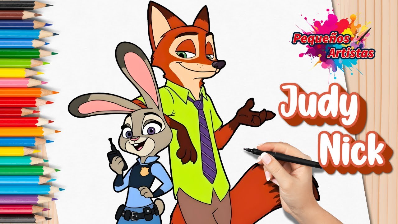 Dibuja a JUDY Y NICK de ZOOTOPIA 🦊🐰 Disney | Cómo Dibujar Paso a Paso para Niños