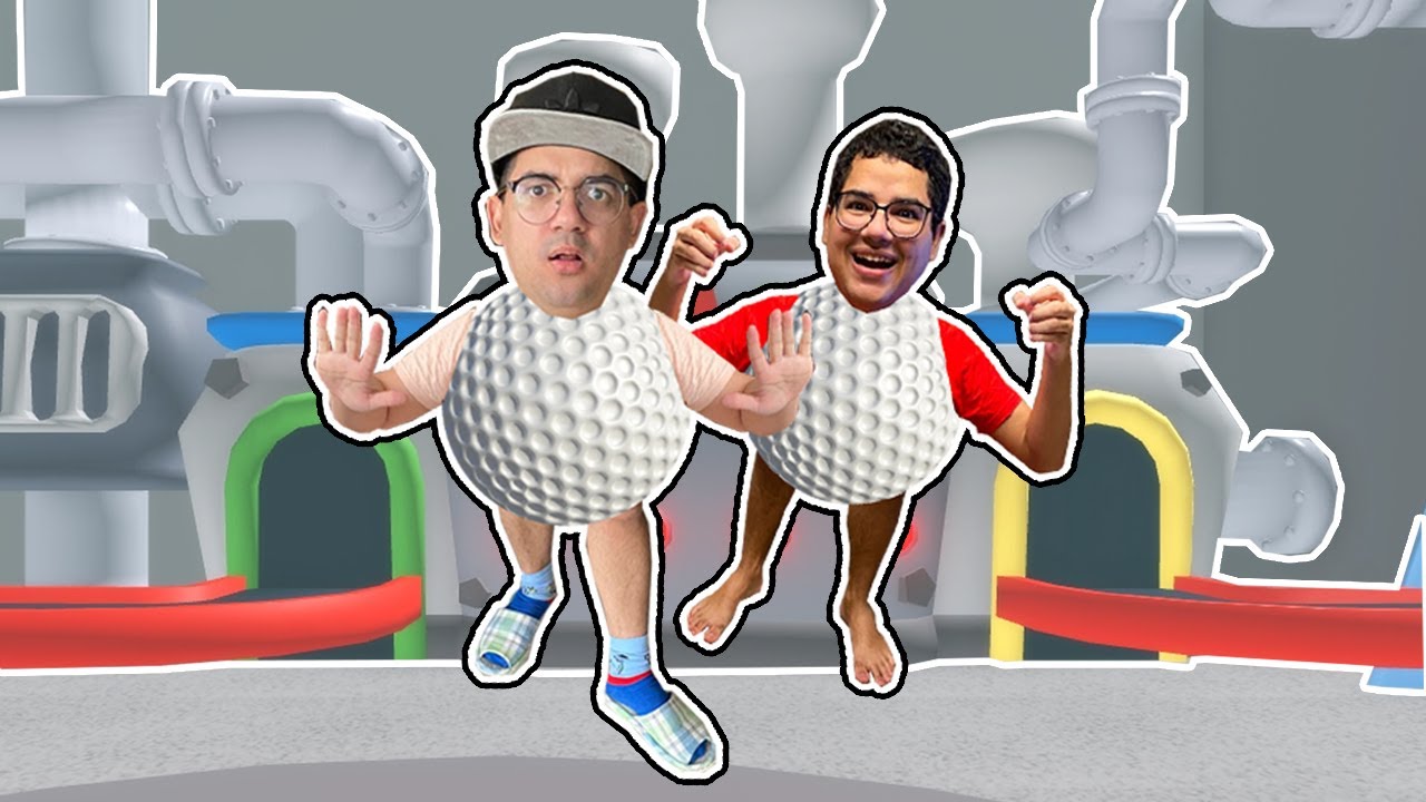 FICAMOS PRESOS NA MÁQUINA QUE TRANSFORMA HUMANOS EM BOLAS DE GOLFE!! -  Escape The Golf Course Obby!