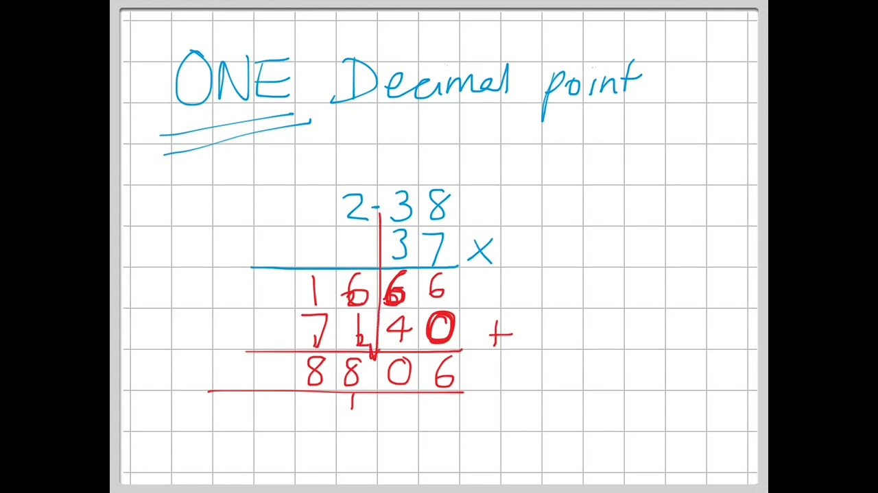 A4 long multiplication with decimals