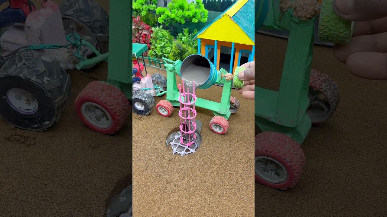 🏗️ Real Working Mini Cement Pillar Maker | DIY Mini Construction Setup