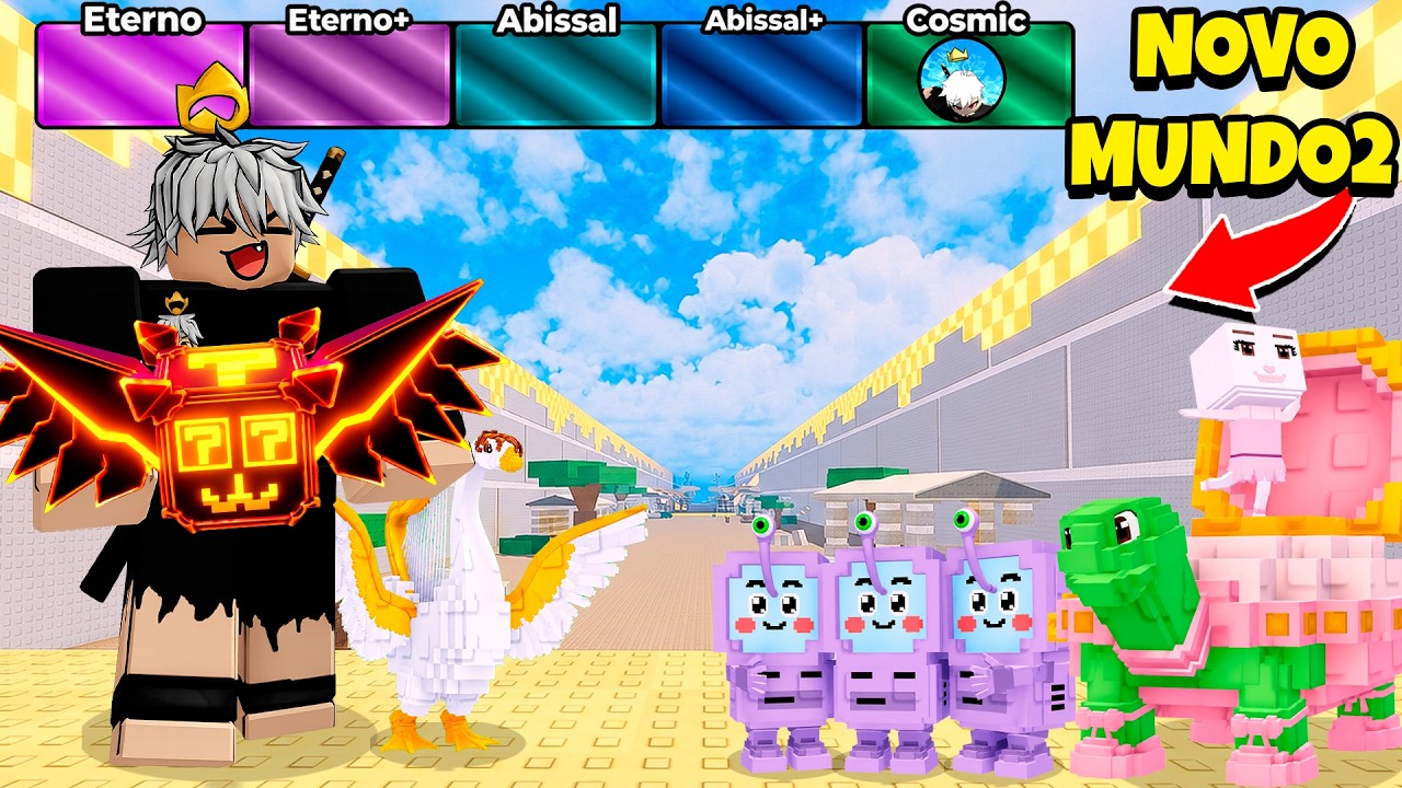 CHUTEI UMA LUCKY BLOCK NO MUNDO 2 E PEGUEI UM PET DA RARIDADE C&Oacute;SMICA!!😱❄️