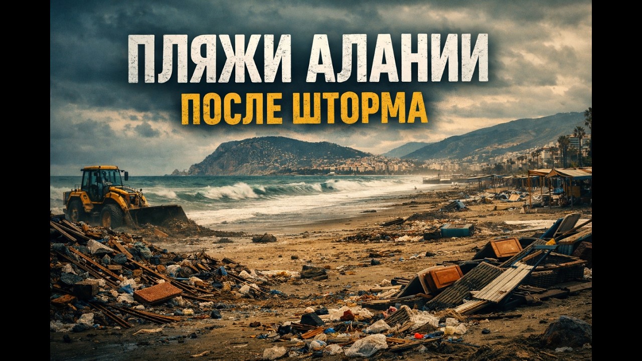 Что стало с пляжами Алании после шторма? 🌪 Мусор, бурные реки и центр сегодня