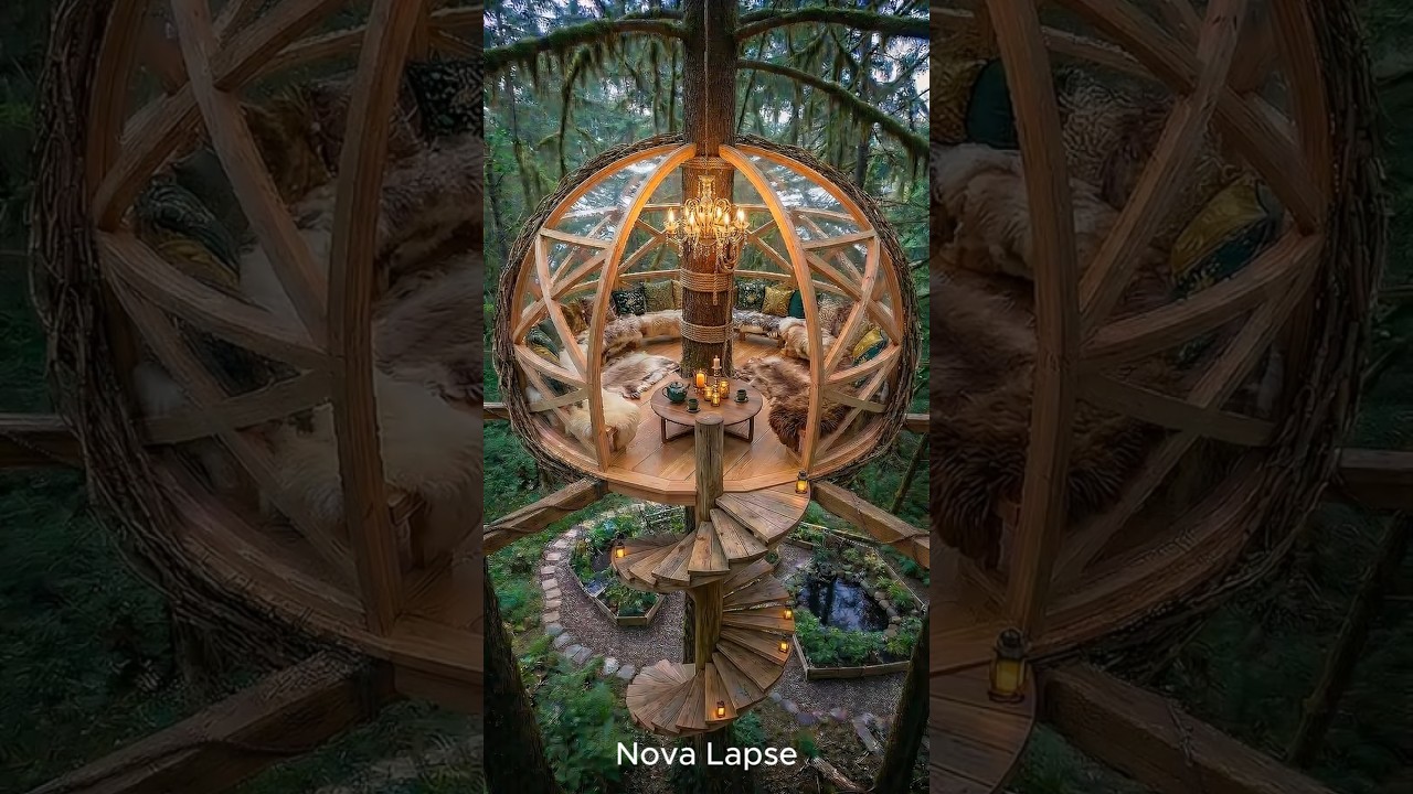 Inside a Secret Glass Treehouse in the Forest Ultimate Luxury Tree Pod Transformation #timelapse