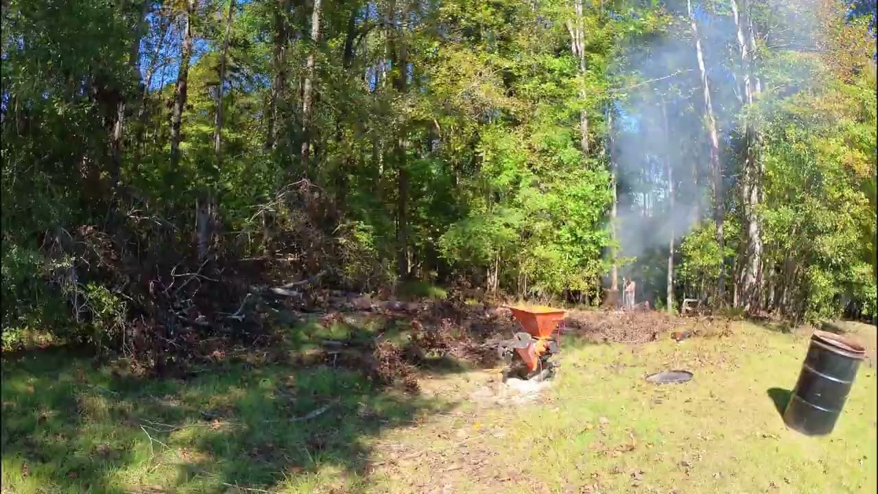 8 hour timelapse of cutting up and burning a fallen tree