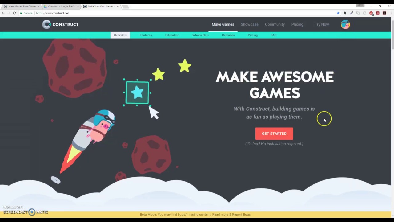 Getting Started on a  2D Platformer Game and its Tiled Background in Construct3 (1/10)