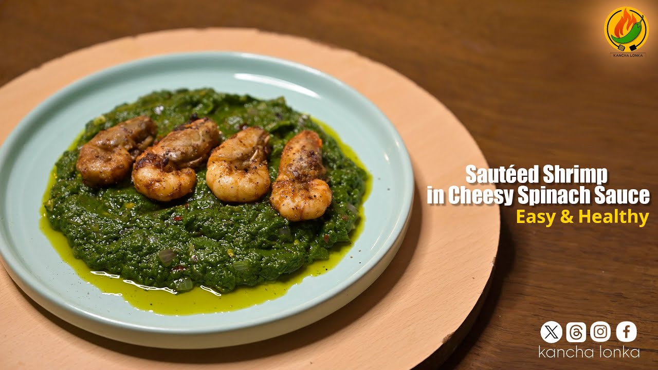 Healthy Sautéed Shrimp in Cheesy Spinach Sauce | winter special Easy Recipe