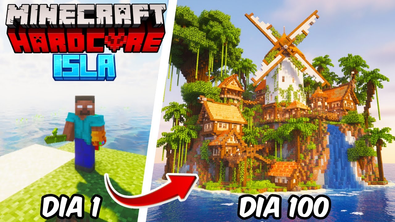 Sobreviví 100 Días Completamente SOLO en una Isla Desierta en Minecraft Hardcore