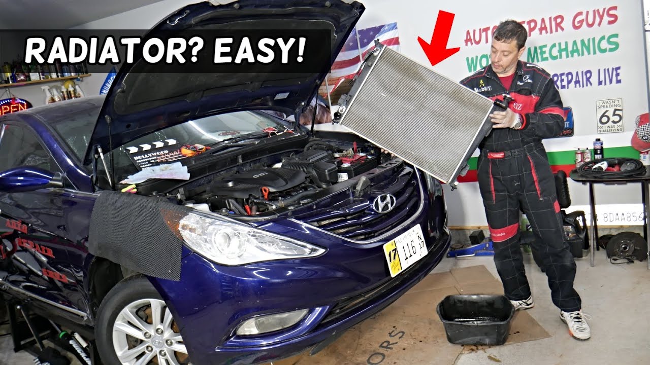 HYUNDAI SONATA RADIATOR REPLACEMENT REMOVAL, RADIATOR LEAKING