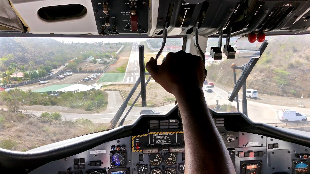 Cockpit View Landing – Winair – DeHavilland Canada DHC-6-300 Twin Otter – SBH – PJ-WIP – SCS Ep. 177