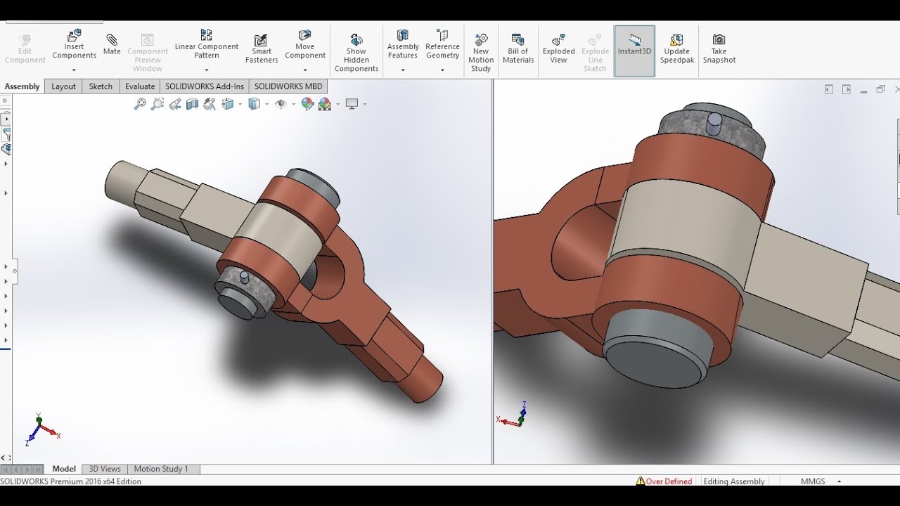solidworks tutorial | knuckle joint design and assembly
