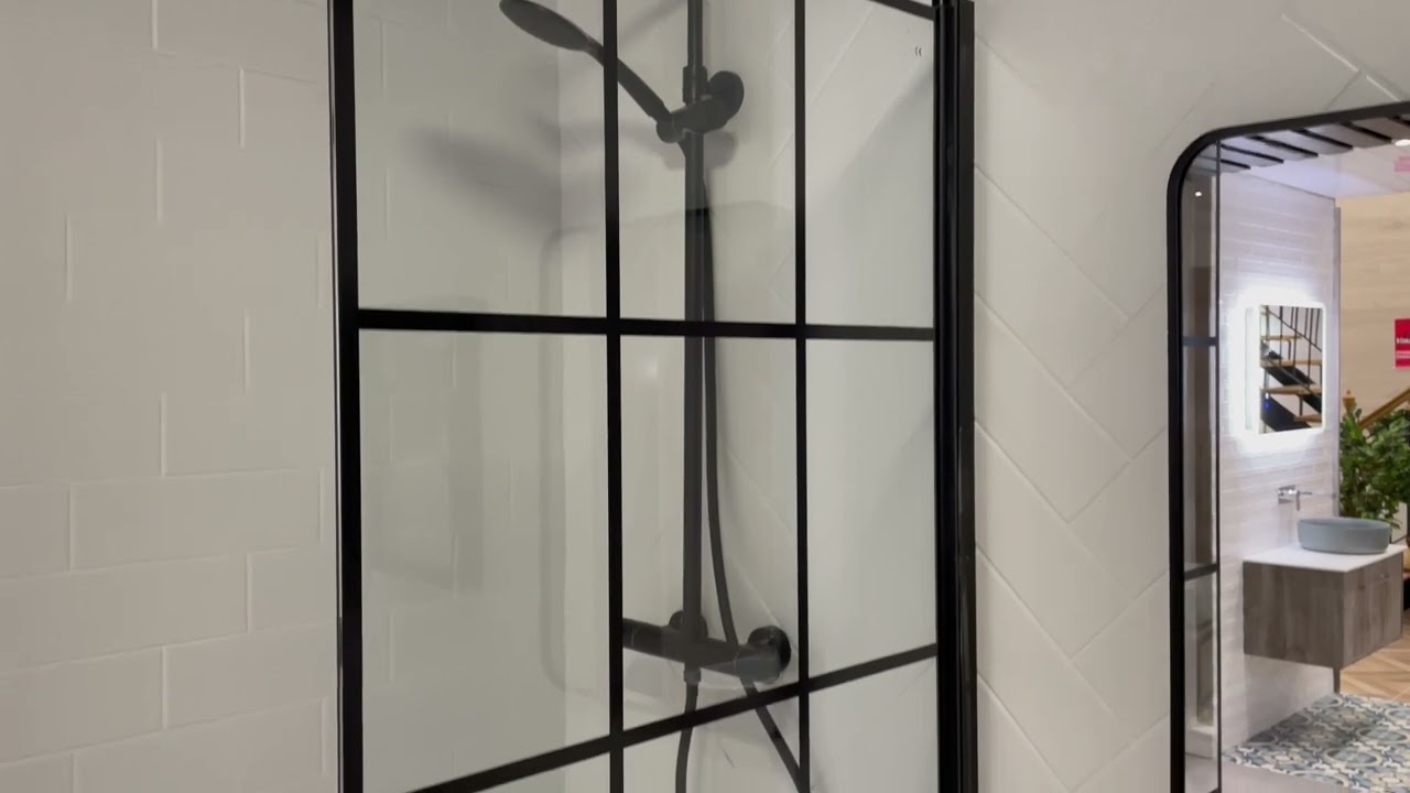 Nuie Square Framed Bath Screen - Black (20181)