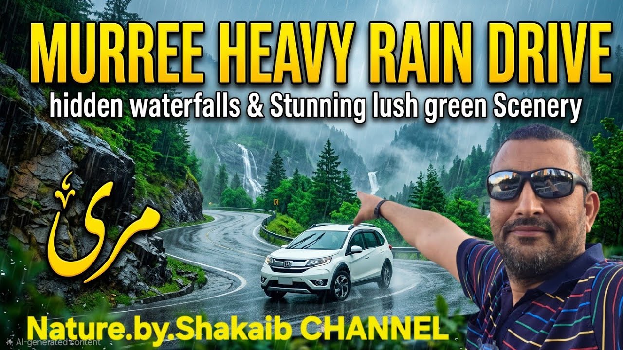 Heavy Rain Drive in Murree🌧️ | Hidden Waterfalls, Mountain Streams & Stunning Scenery 🚗 & Relaxing.