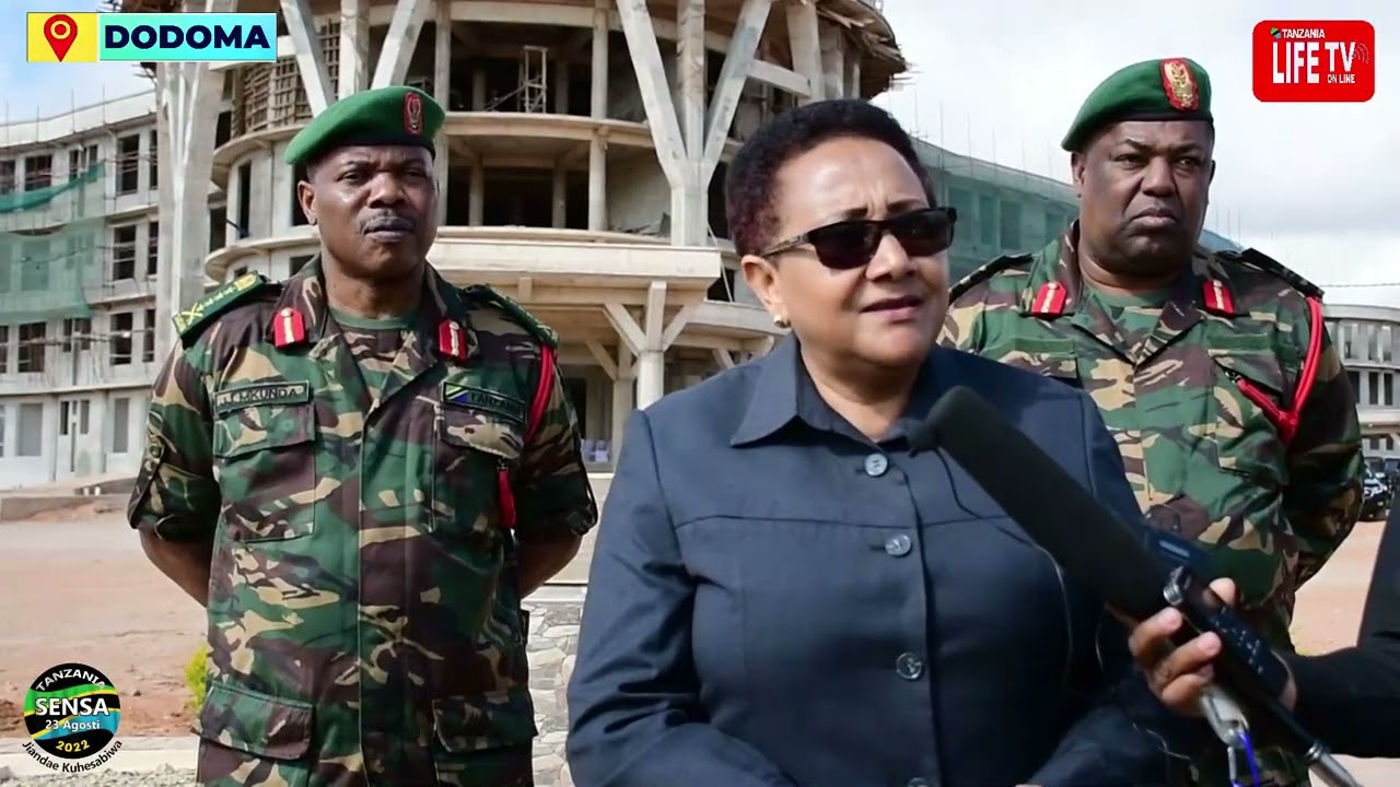 DKT. STERGOMENA AFURAHISHWA NA KASI  YA UJENZI MAKAO MAKUU YA ULINZI WA TAIFA KIKOMBO - DODOMA