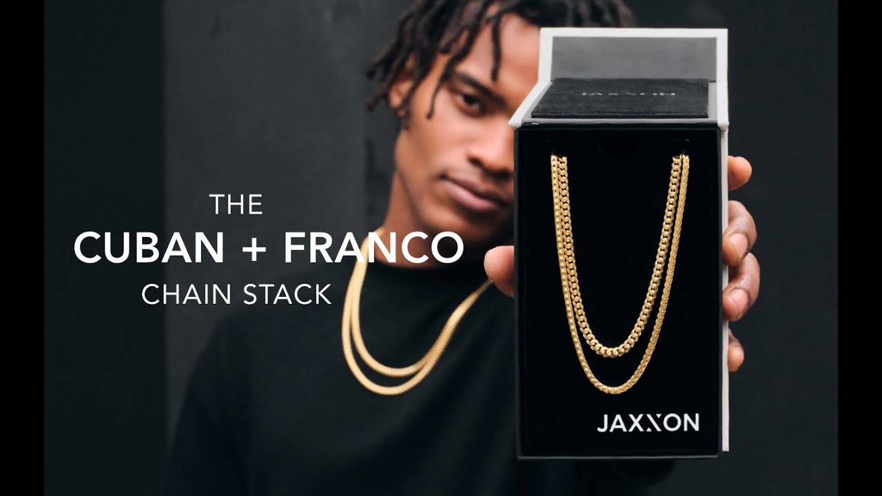 Men's Gold Cuban Link + Franco Chain Stack | Men's Jewelry Unboxing | JAXXON