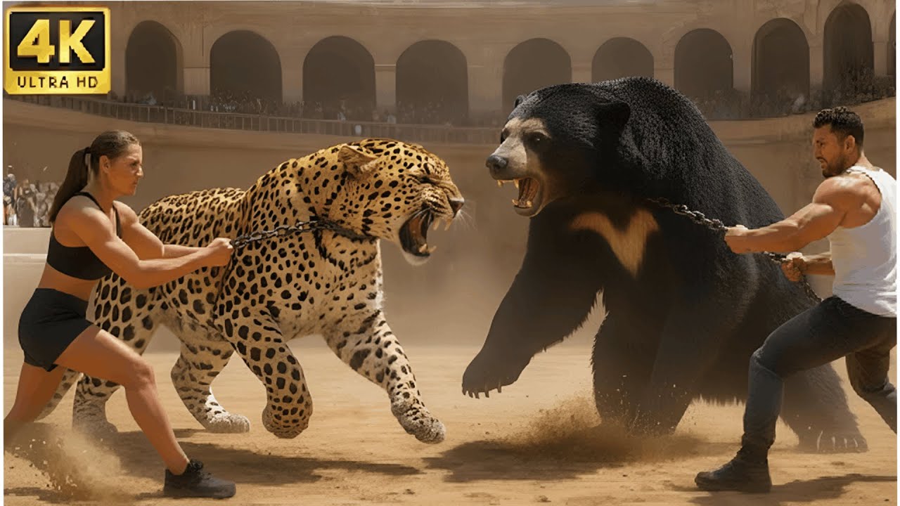 Legendary Leopard 🐆 vs Savage Sloth Bear 🐻 | Epic Arena Showdown | Who Will Win?