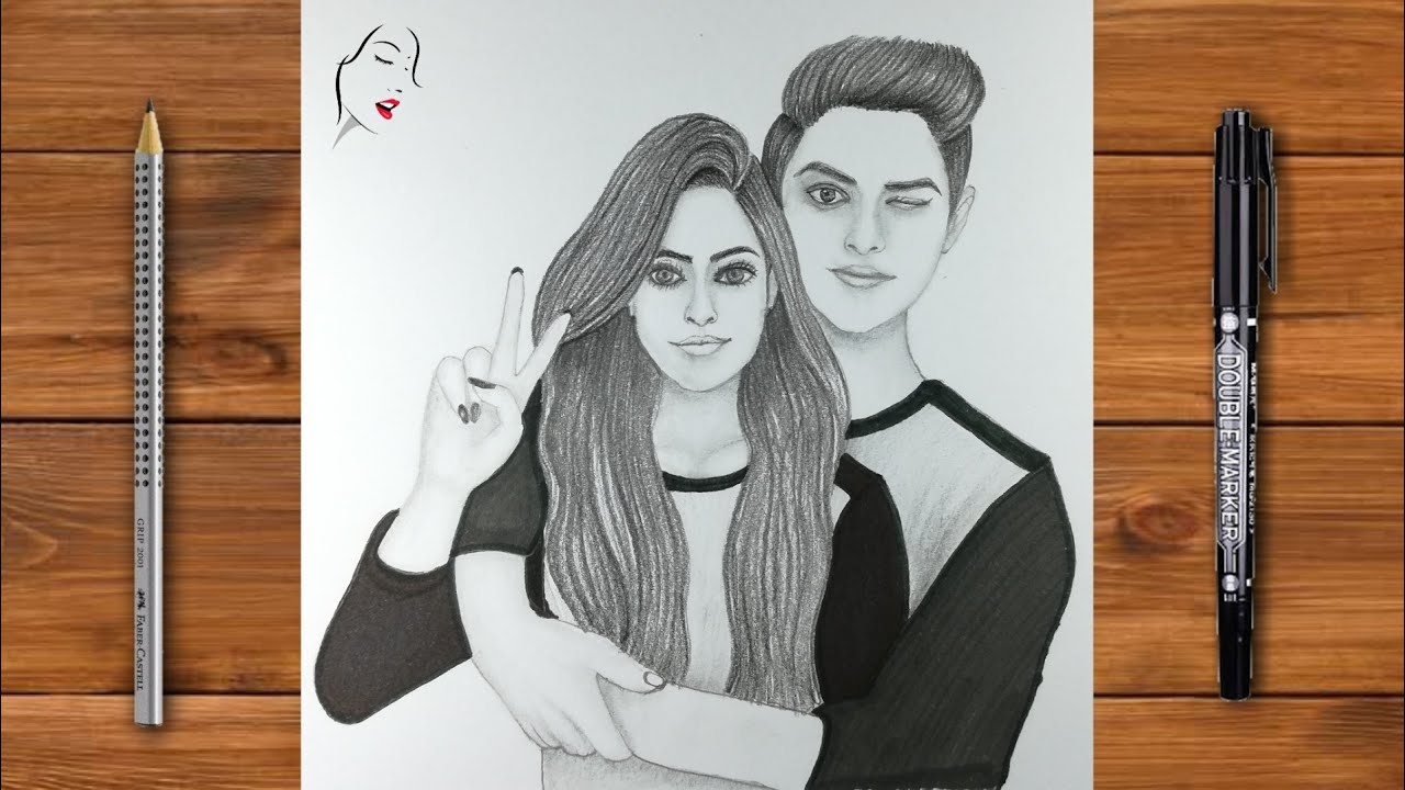 How to draw a lover Couple for beginners | A Girl and boy Pencil sketch Drawing | The Crazy Sketcher