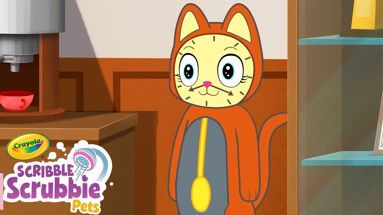 Peach Turned Into A Clock! 🕰️ Crayola Scribble Scrubbie | Funny Cartoons for Kids