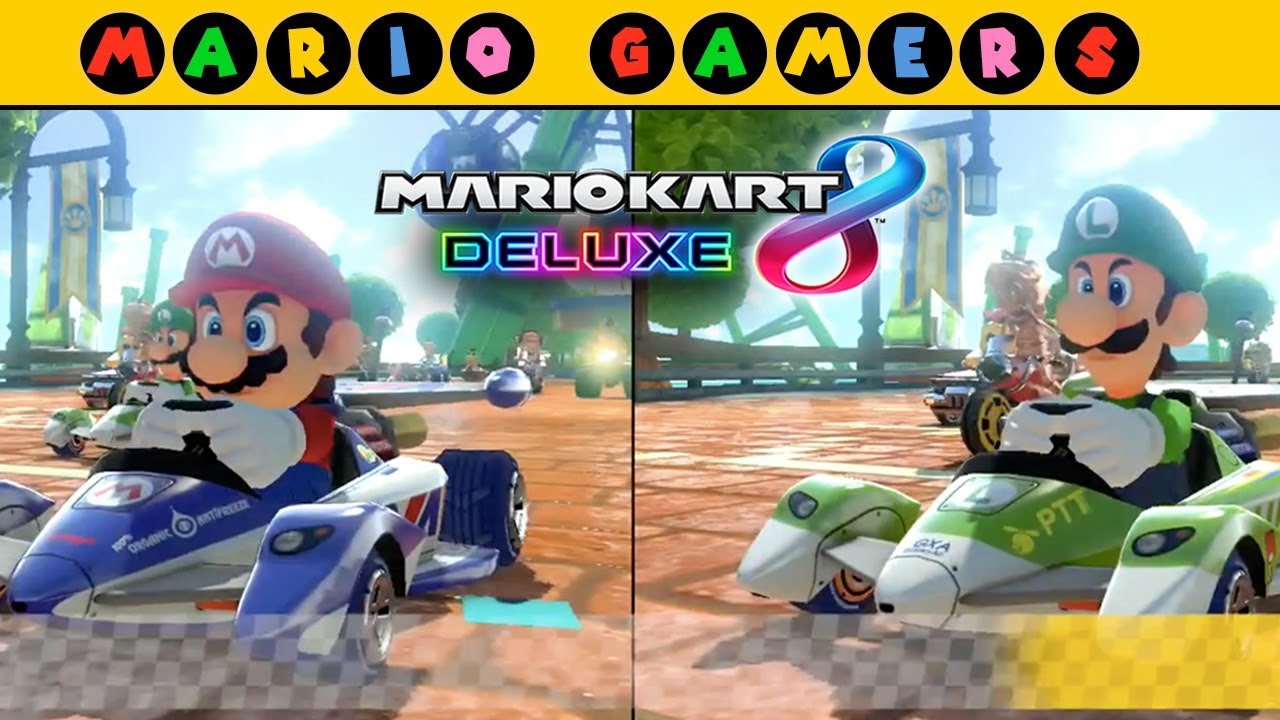 Mario Kart 8 Deluxe - Multiplayer - Mario vs Luigi (Mushroom Cup 50cc)