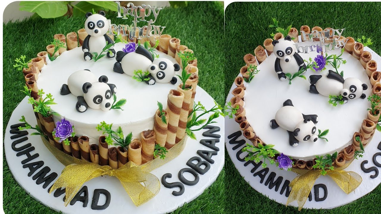 Panda Theme Cake in Whippig Cream|How to Make 🐼Panda| Cook like Ayesha