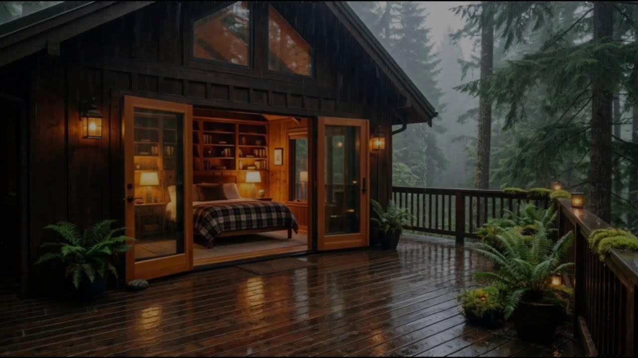 🌲 Forest Rain at Night for Deep Sleep 🌧️ | 8 Hours Relaxing Cozy Room Ambience