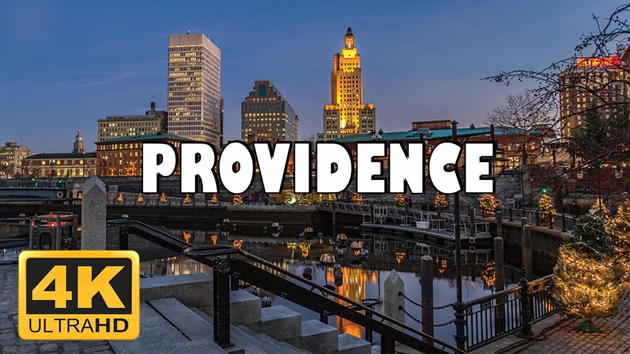 Providence At Night, Rhode Island, USA 🇺🇸 | 4K Drone Footage