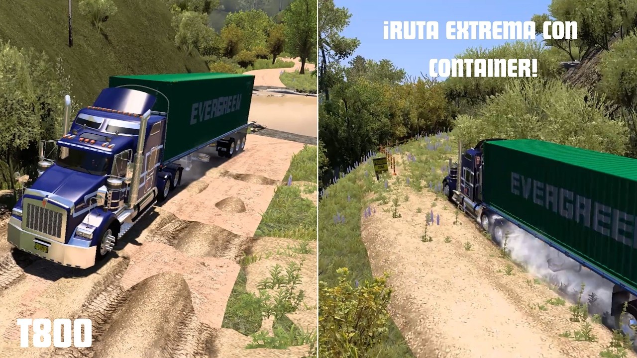 Ruta complicada con container en Kenworth T800 #americantrucksimulator #simulator