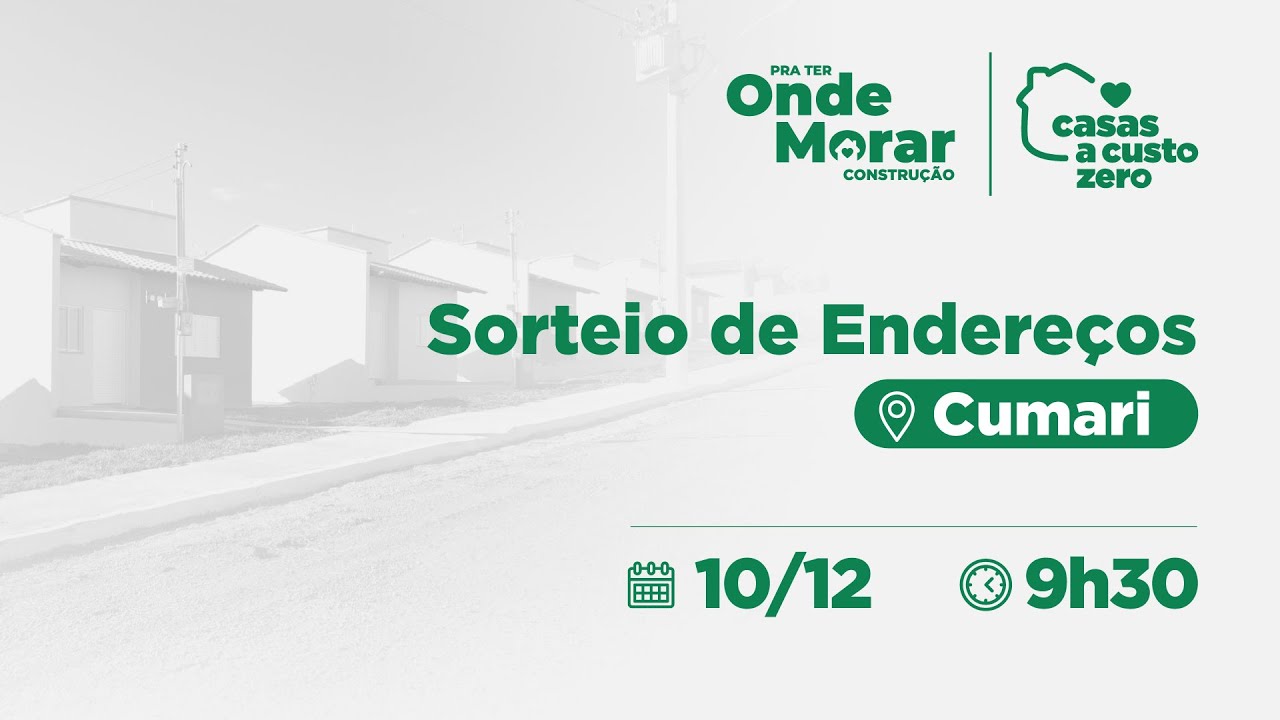 Sorteio de endereços de Famílias em Cumari