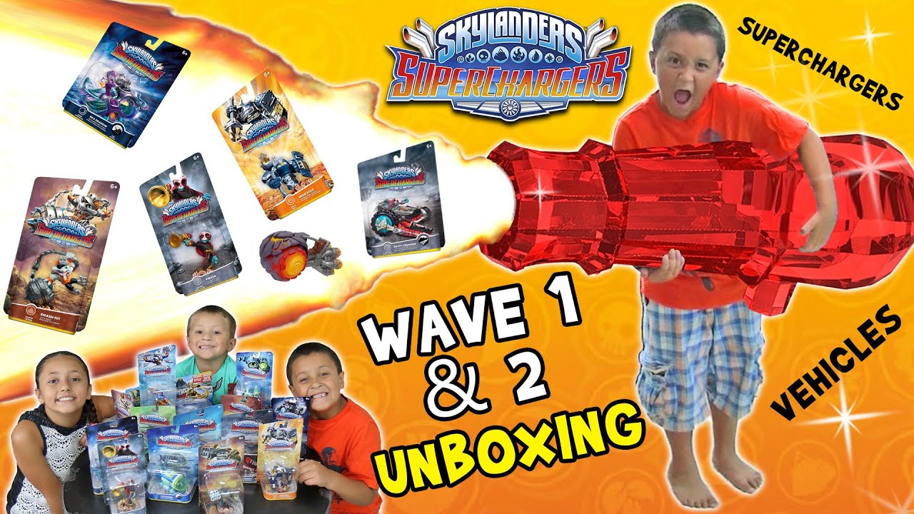 Skylanders SuperChargers Cannon Launcher Fail!  Wave 1 & 2 Toys Unboxing Race Fun