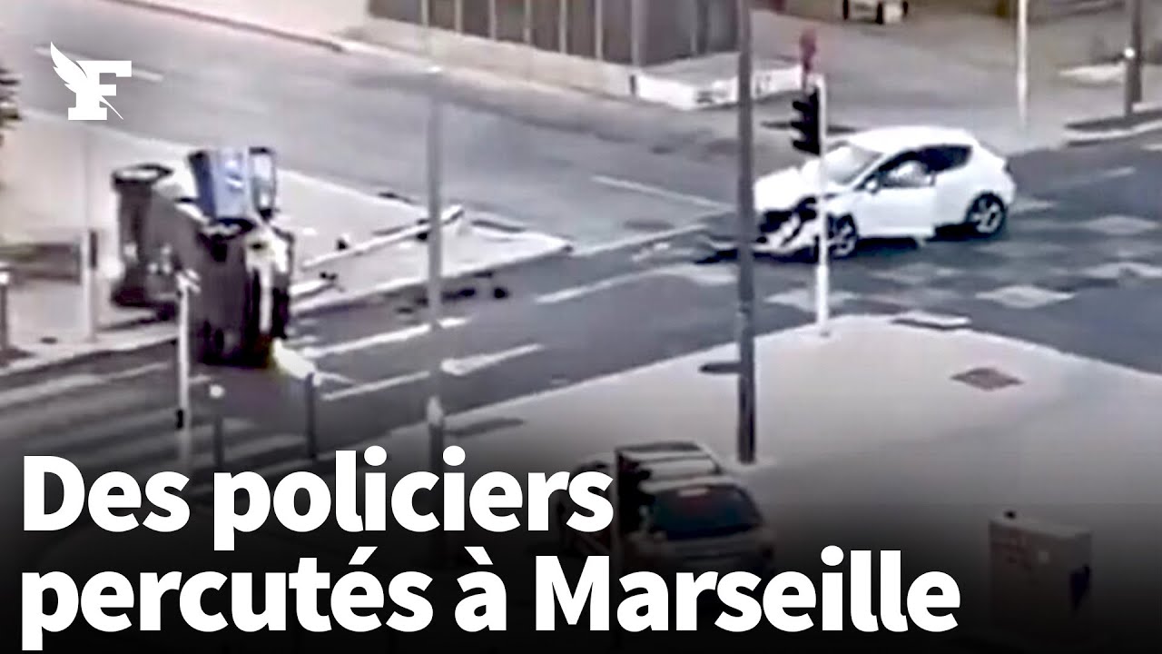 Marseille: percutée lors d'une course-poursuite, une voiture de police fait un tonneau