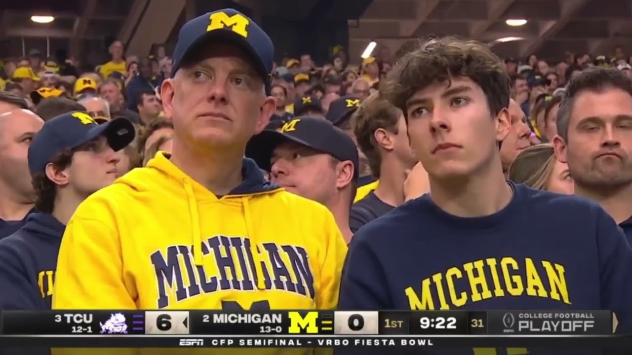 JJ McCarthy Throws Pick Six to Bud Clark | TCU vs Michigan | 2022 Fiesta Bowl