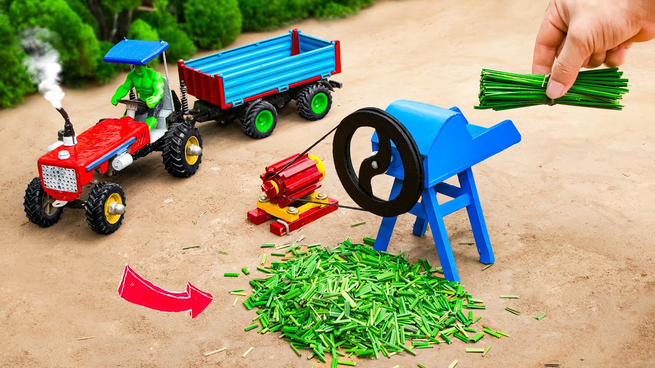 Diy mini tractor making chaff cutter machine for farm animals | science project @sunfarming7533