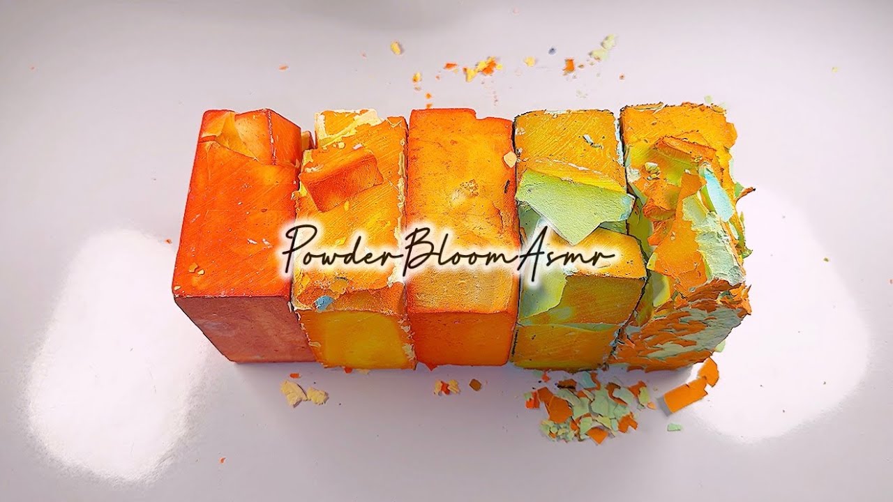 Crisp Citrus Crunch🍊🍋🍋&zwj;🟩 | Powder Bloom Asmr #gymchalkasmr #dyedgymchalk #crunchycrumbles #asmr