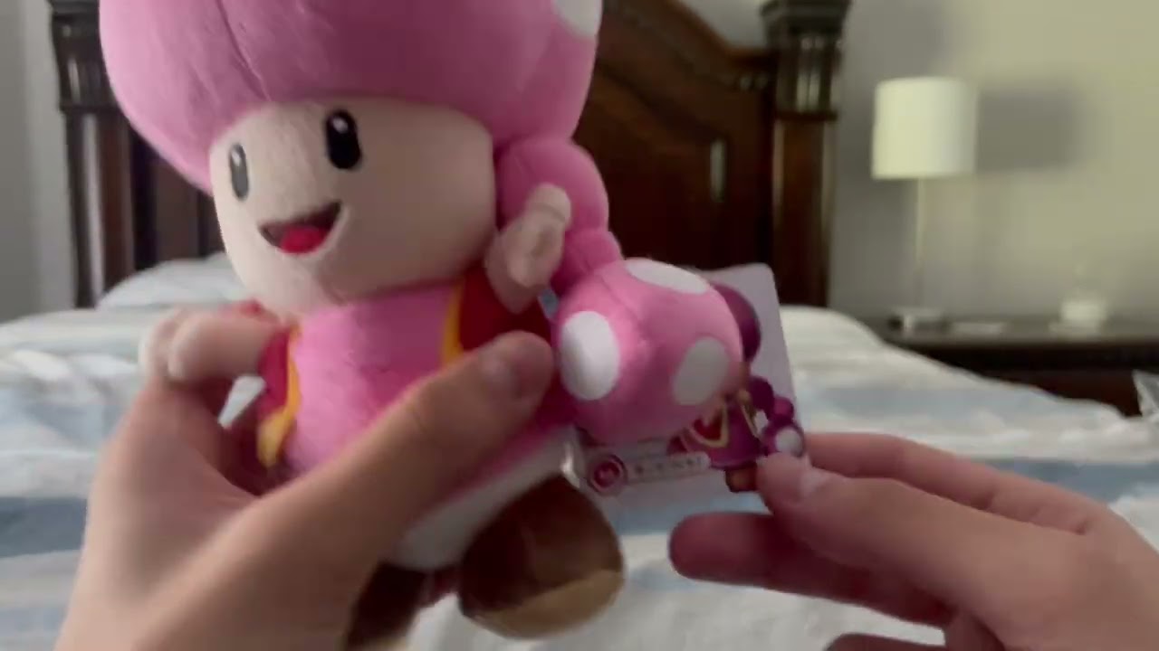 Unboxing blue toad, toadette, bullet bill, and cheep cheep plushies.