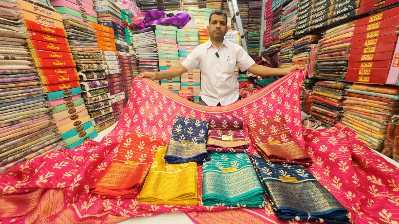 ನಂಬಿ ಬರಿ Rs. 110 ಗೆ ಸೀರೆ ಕೊಡುತ್ತಾರೆ chickpet wholesale fancy saree Poonam saree daily wear saree