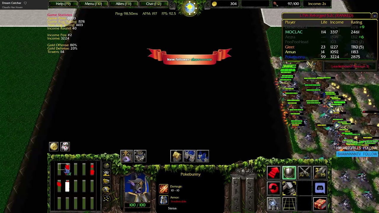 WC3 Line Tower Wars: Rank 1 plays Void + Moonbeam