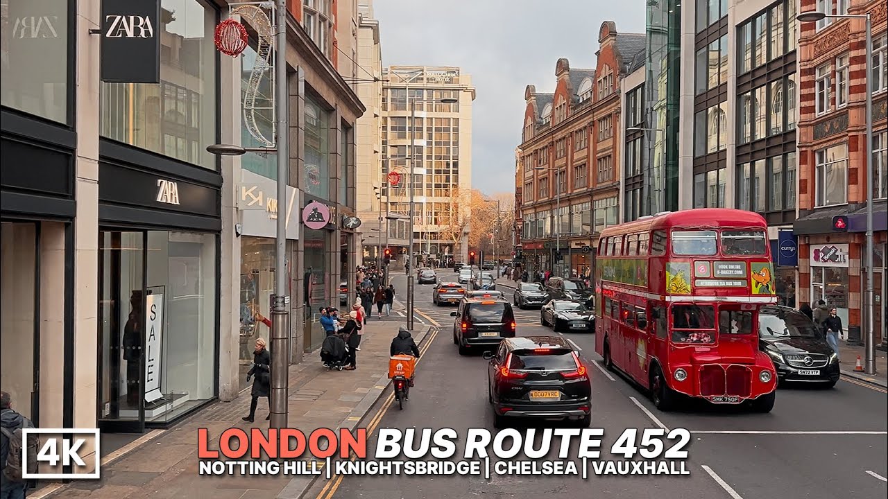 London’s Poshest Streets by Bus 🚍 | NEW Route 452 Upper Deck POV (Notting Hill → Vauxhall) | 4K HDR