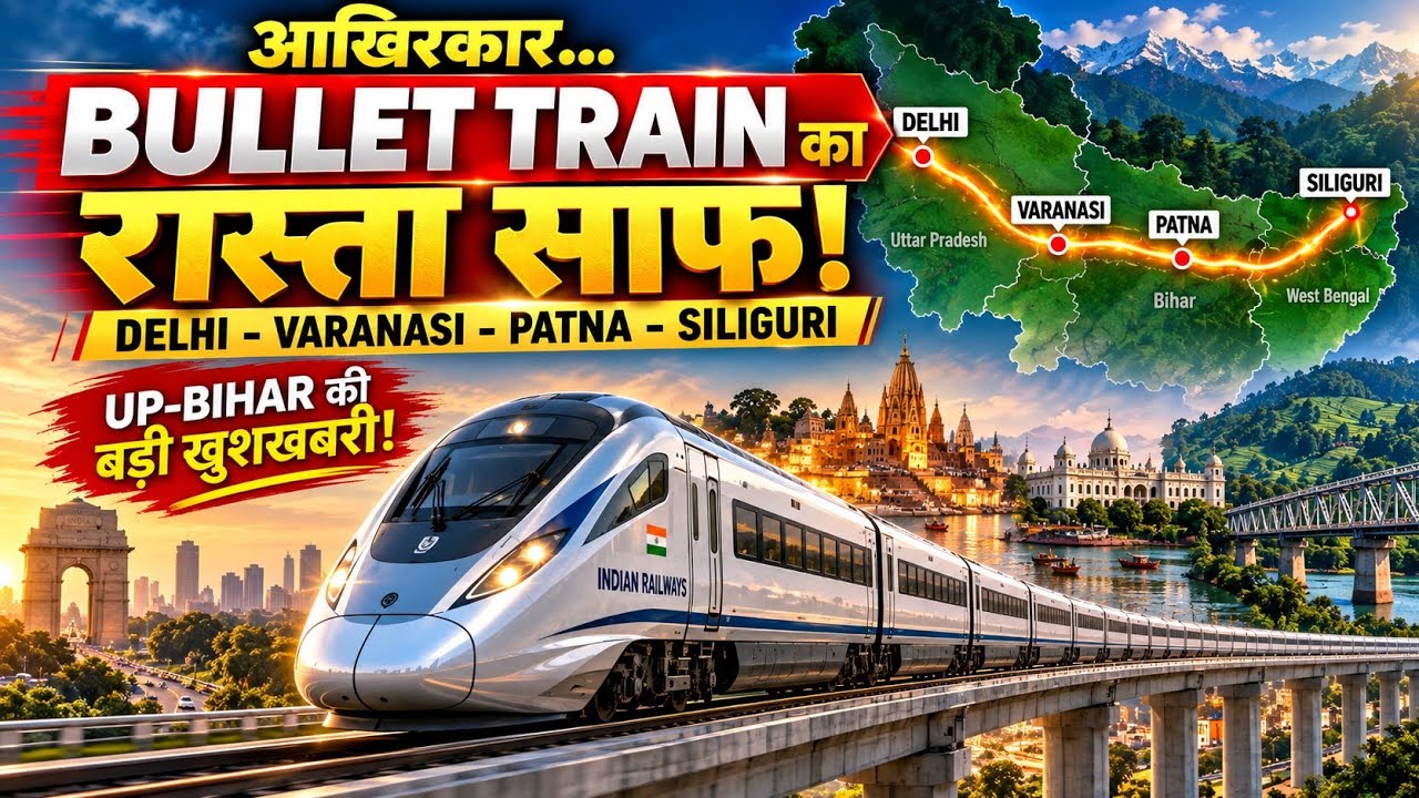 Delhi&ndash;Varanasi&ndash;Patna&ndash;Siliguri BULLET TRAIN! आखिर Route कहाँ-कहाँ से गुजरेगा BIG UPDATE 